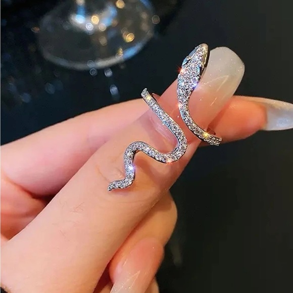 Jewelry - 3 for 25 Shining Snake Ring Inlaid Cubic Zirconia Adjustable Cuff Ring